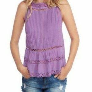 FREE PEOPLE Purple Eyelet Summer Tank Top XS